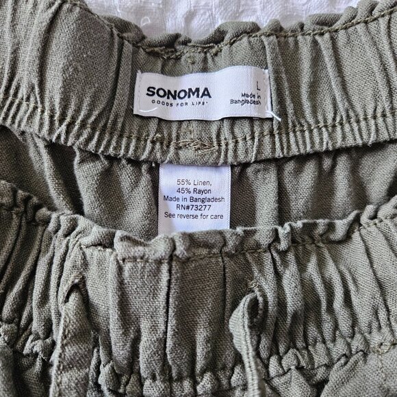 Women's Sonoma Goods For Life® Linen Wide Leg Ankle Pants - Olive, Size L - Picture 4 of 4